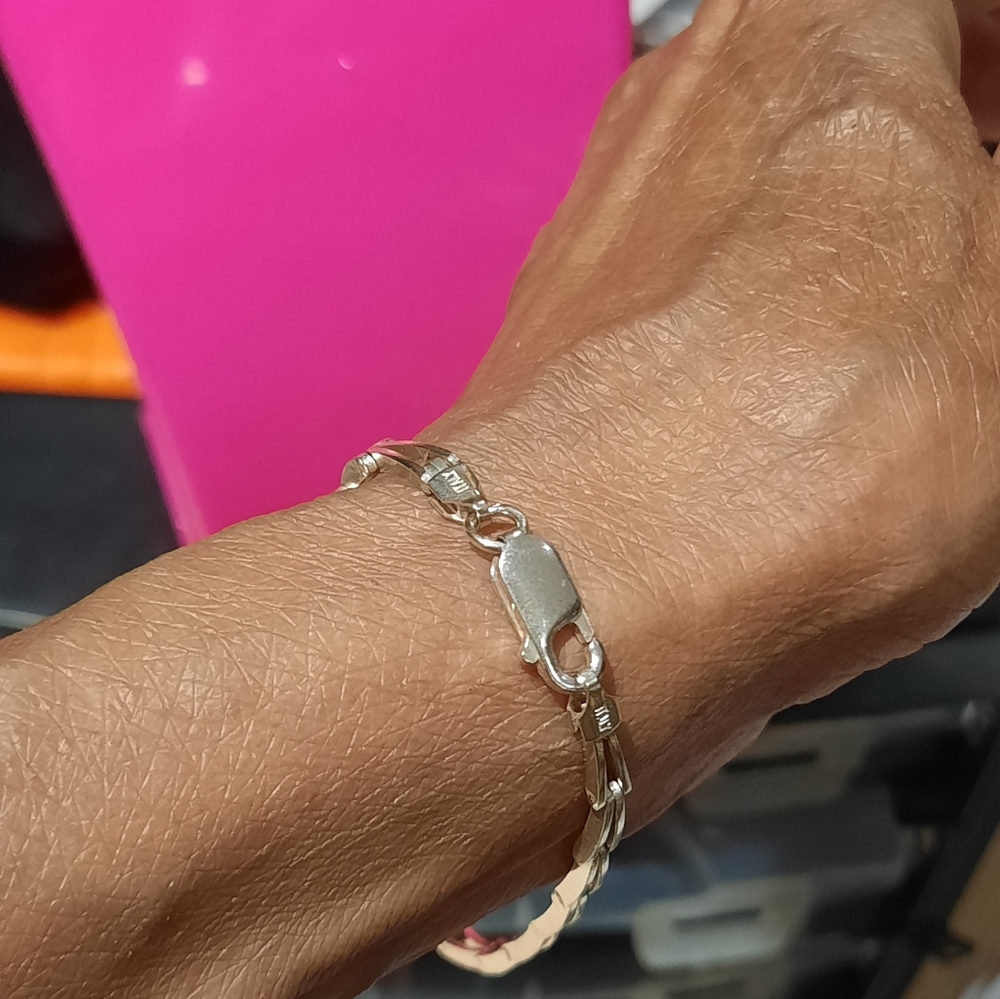 Vintage CHUNKY Solid Sterling Silver Chevron Link Bracelet HUGE Lobster Clasp